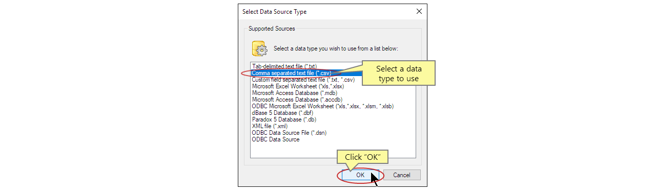 Select a data file